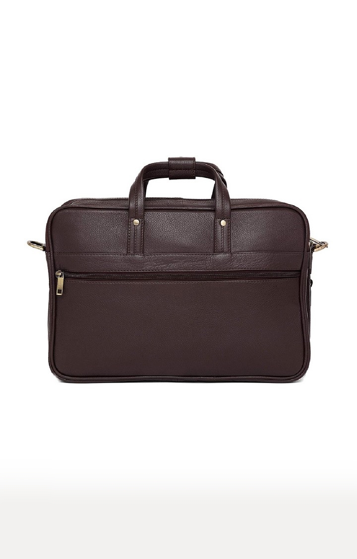 WildHorn | WildHorn 100% Genuine Leather Brown Laptop Bag for Men  2