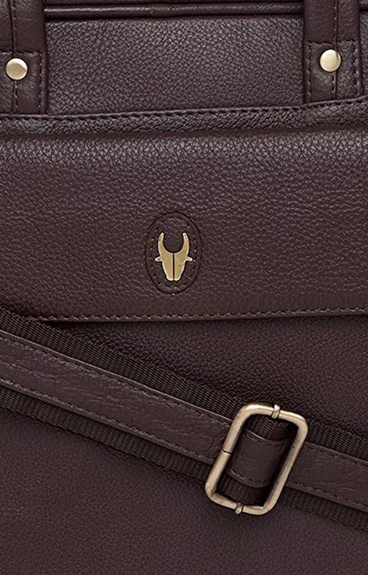 WildHorn | WildHorn 100% Genuine Leather Brown Laptop Bag for Men  4
