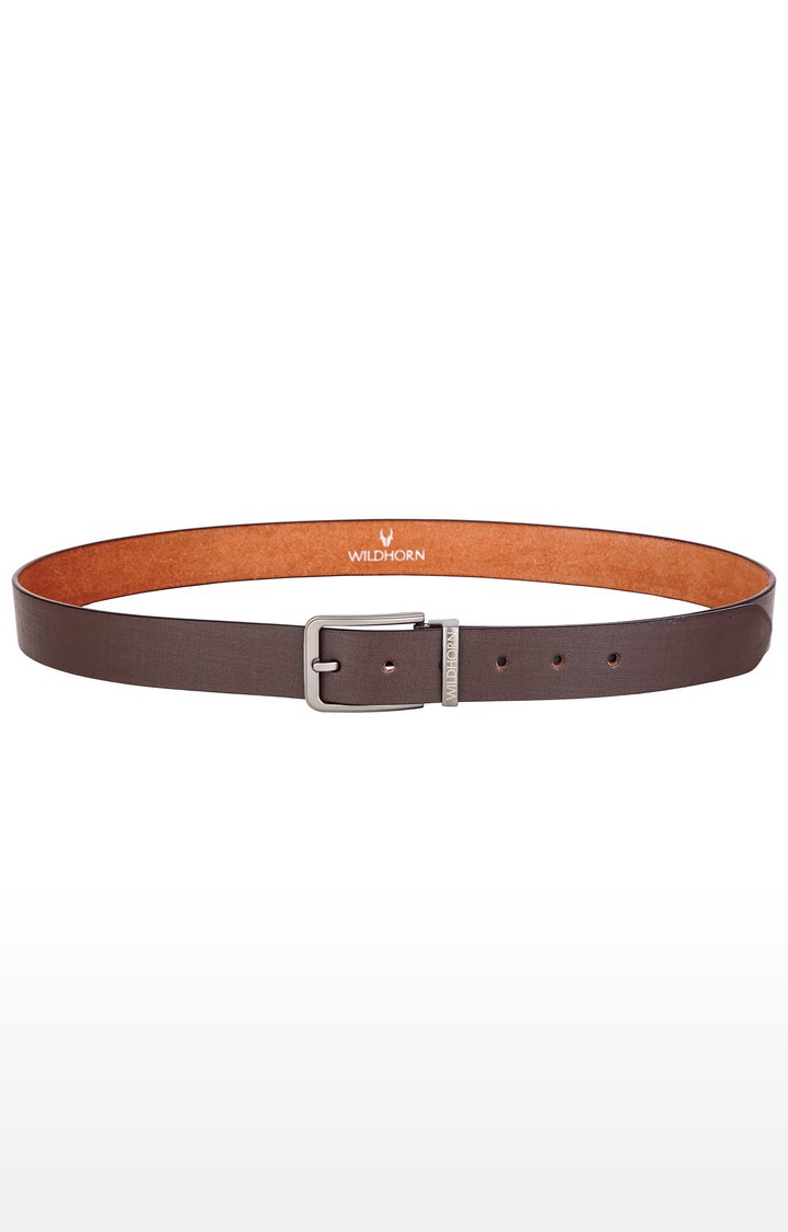 WildHorn | WildHorn Brown Safiano Leather Formal Belt for Men 1