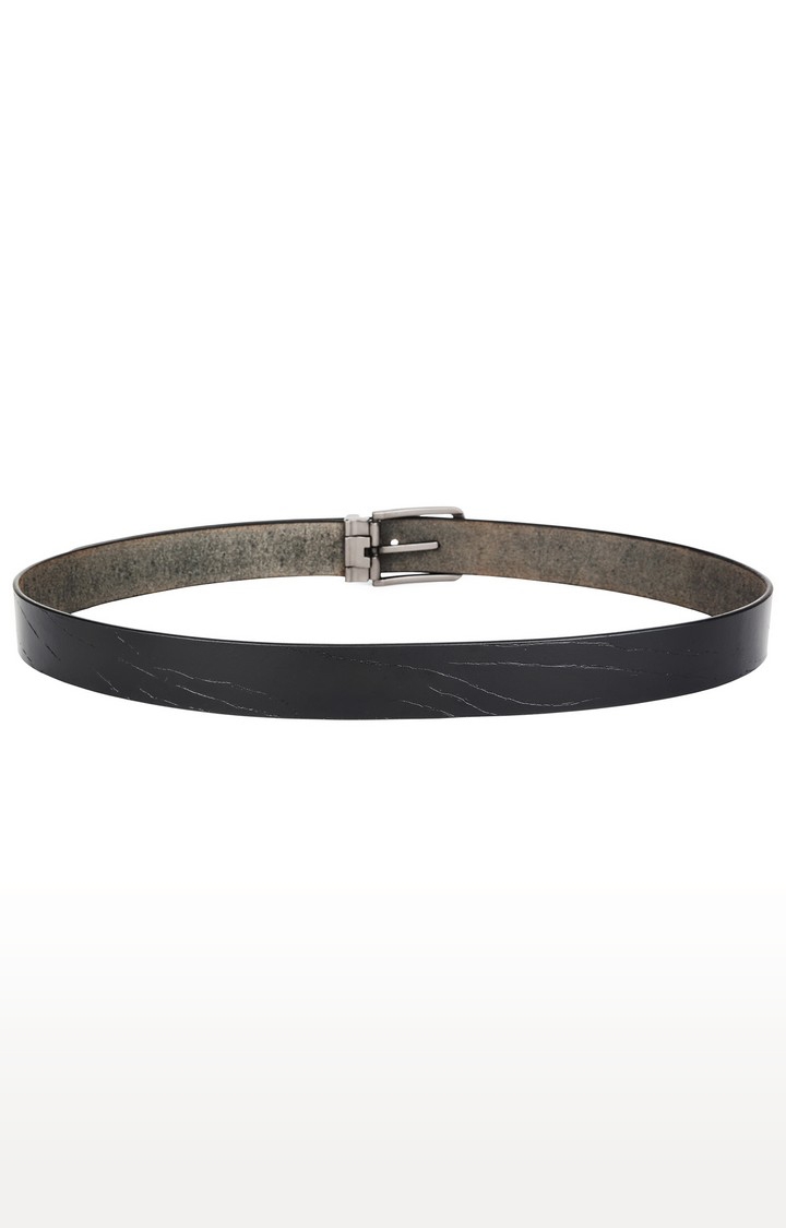 WildHorn | WildHorn Black Free Size Scratched Leather Formal Adjustable Belt for Men  2