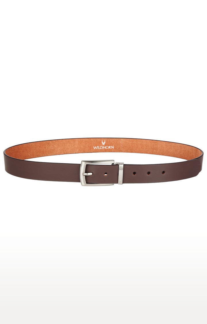 WildHorn Formal Brown Matte Leather Belt for Men
