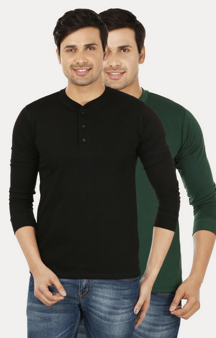 Weardo | Men's Black Cotton Solid Regular T-Shirts