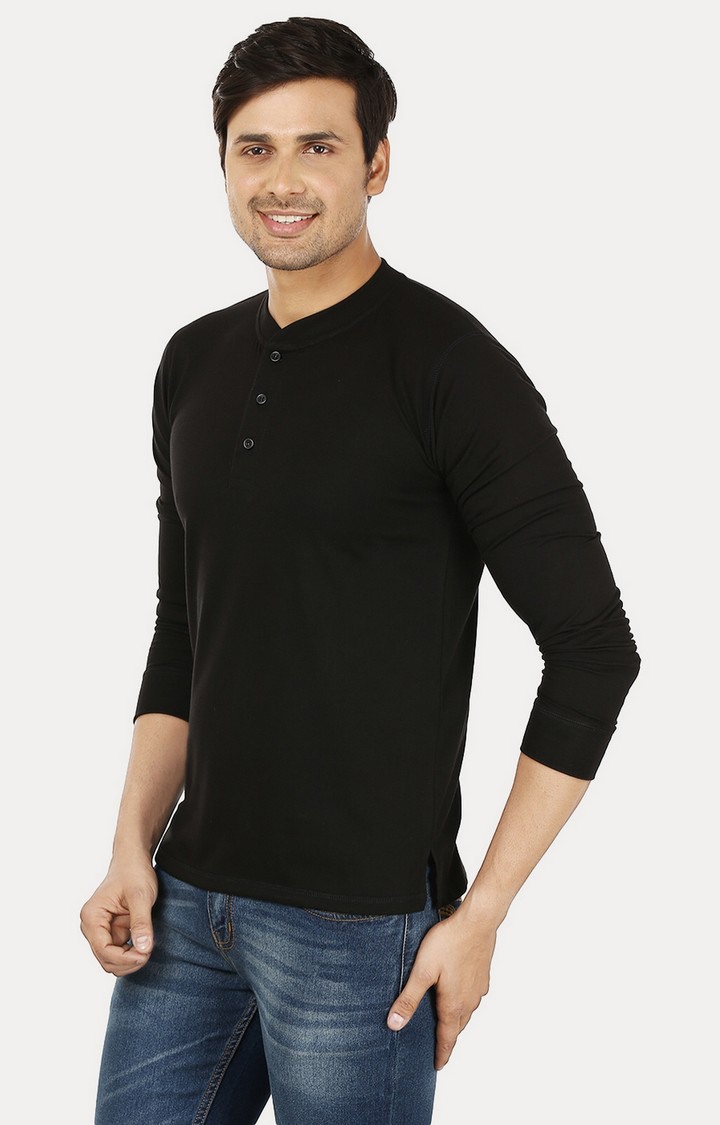 Men's Black Cotton Solid Regular T-Shirts