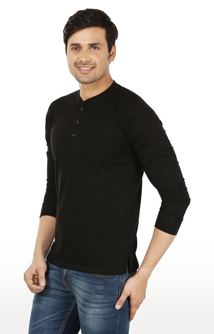 Men's Black Cotton Solid Regular T-Shirts