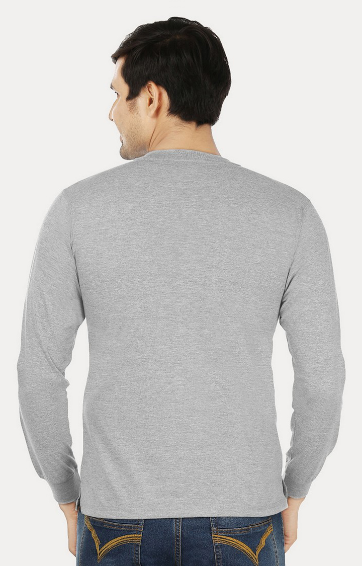 Men's Grey Cotton Solid Regular T-Shirts