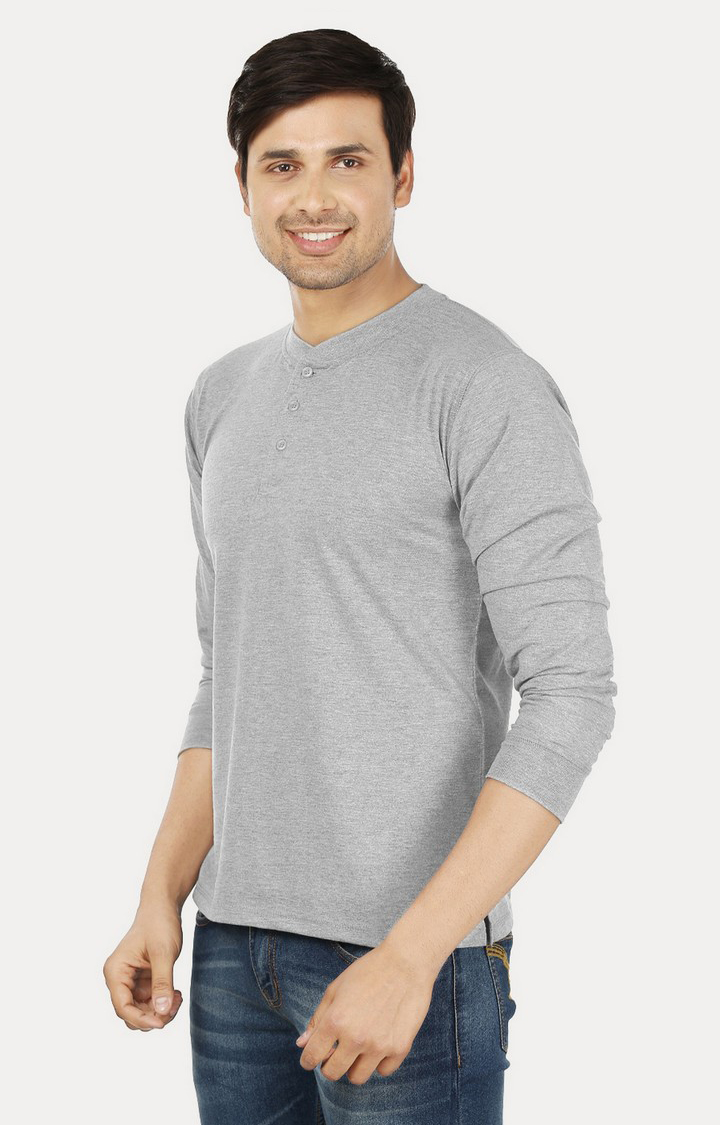 Men's Grey Cotton Solid Regular T-Shirts