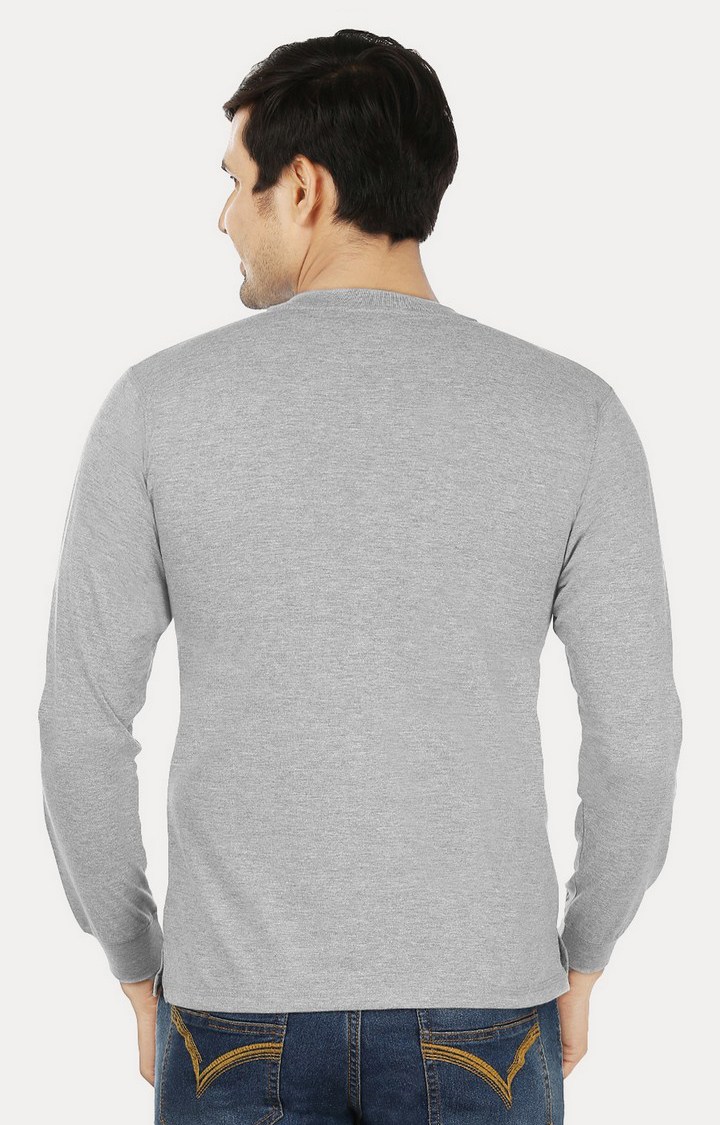 Men's Grey Cotton Solid Regular T-Shirts