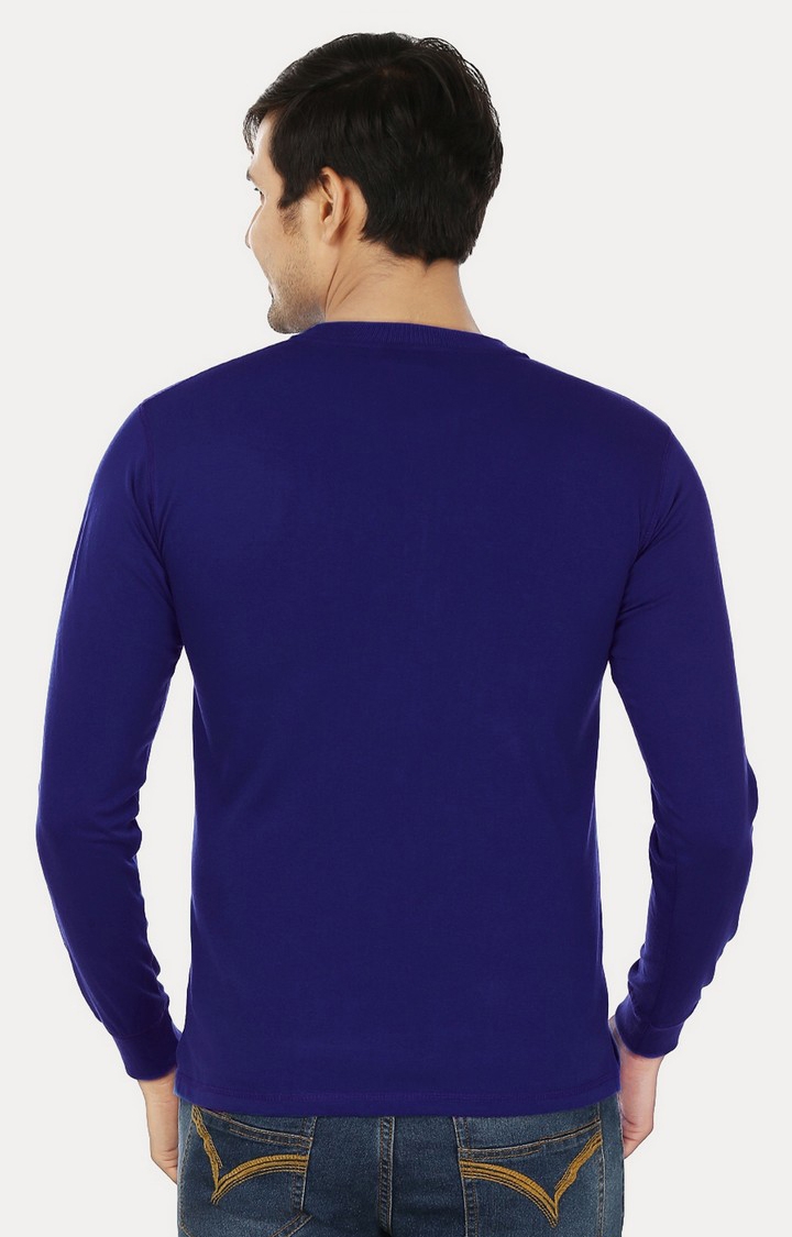 Men's Blue Cotton Solid Regular T-Shirts