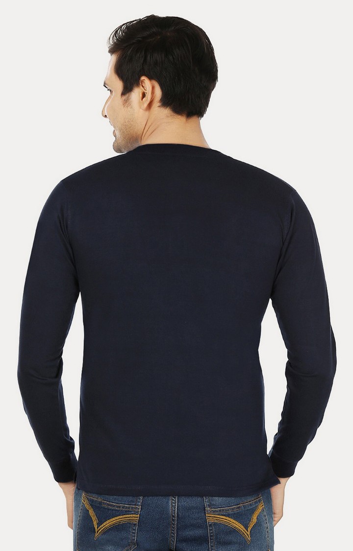 Men's Blue Cotton Solid Regular T-Shirts