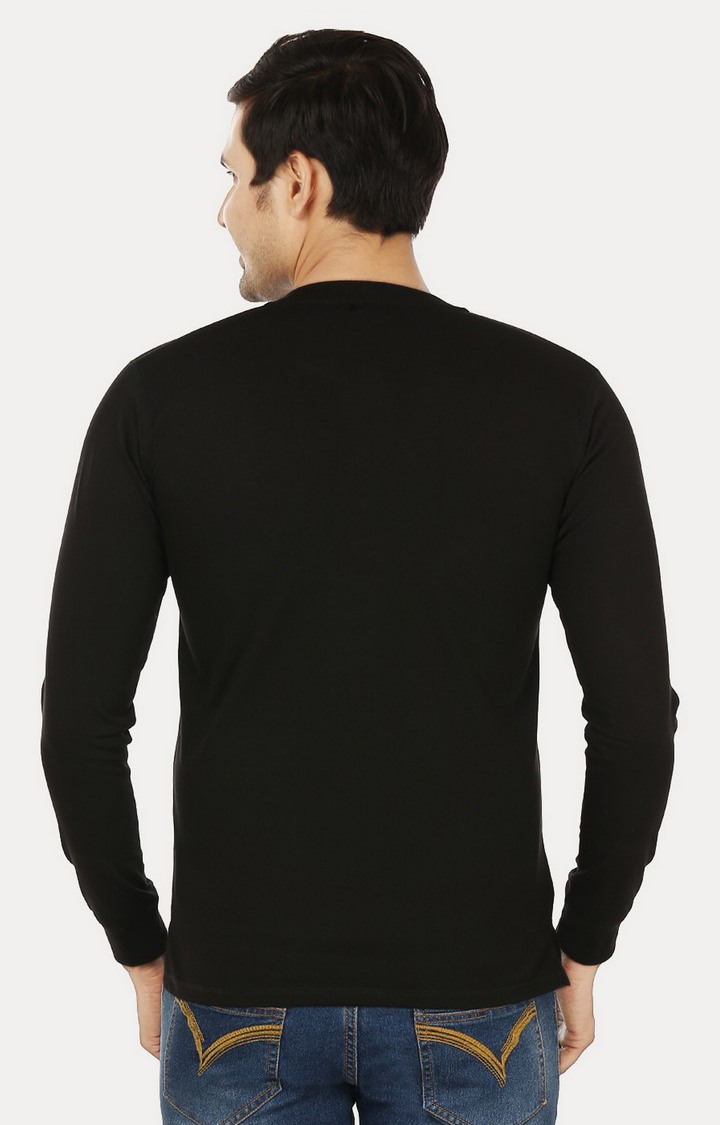 Men's Black Cotton Solid Regular T-Shirts