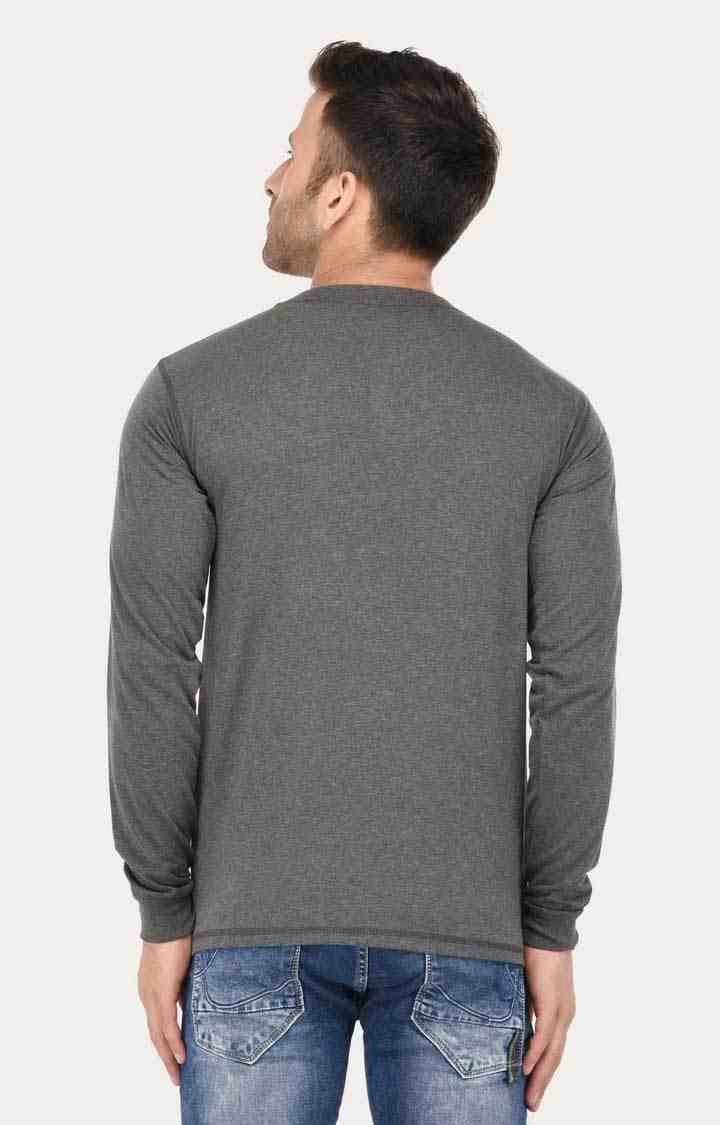 Men's Grey Cotton Melange Regular T-Shirts