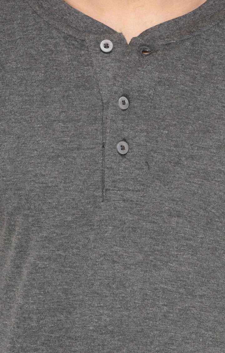 Men's Grey Cotton Melange Regular T-Shirts