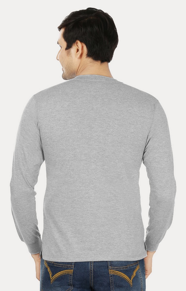 Men's Grey Cotton Melange Regular T-Shirts