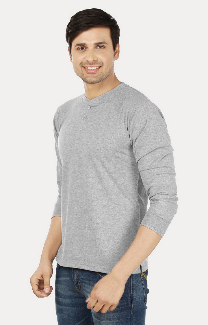 Men's Grey Cotton Melange Regular T-Shirts