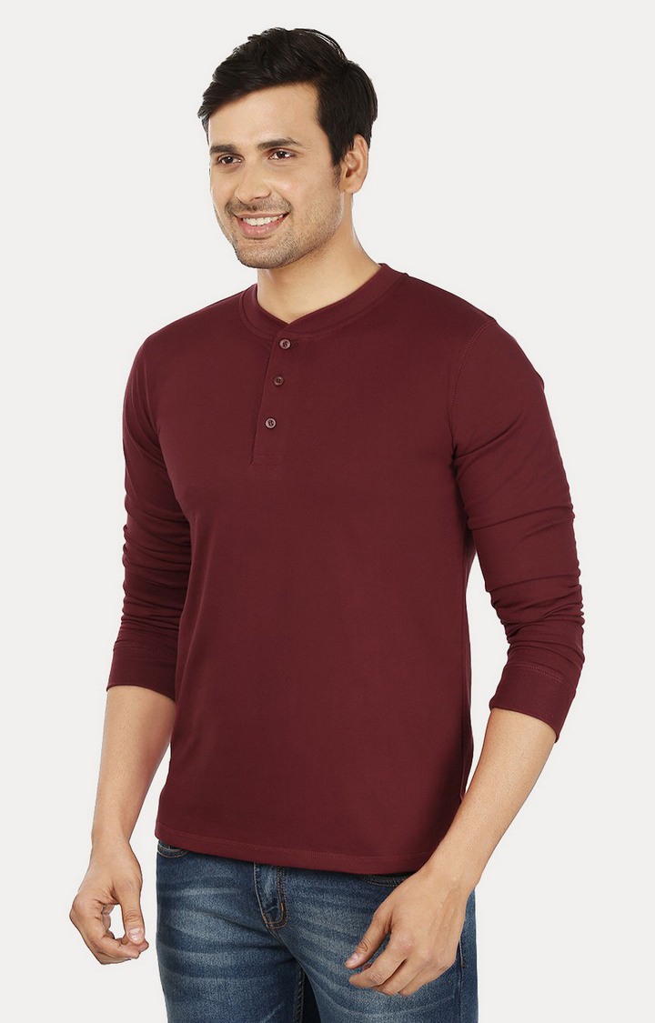 Men's Red Cotton Solid Regular T-Shirts