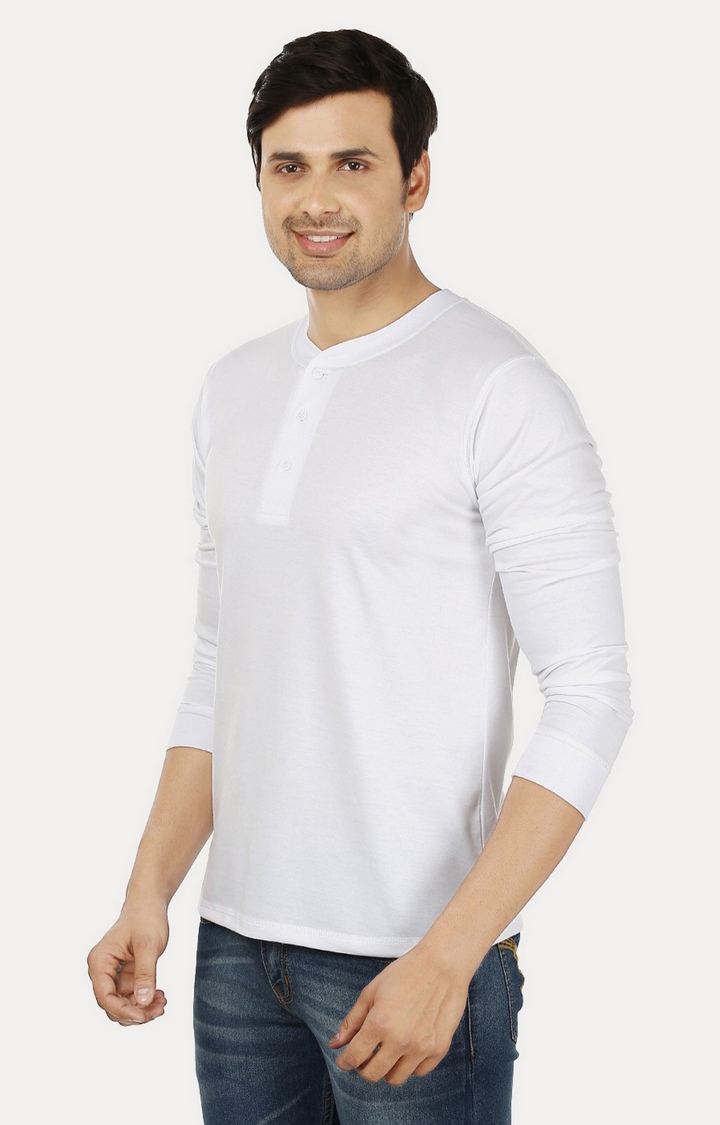 Men's White Cotton Solid Regular T-Shirts