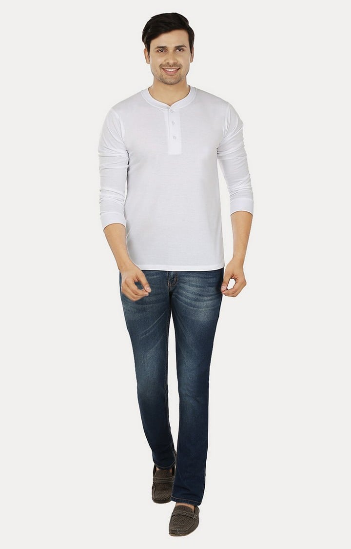 Men's White Cotton Solid Regular T-Shirts