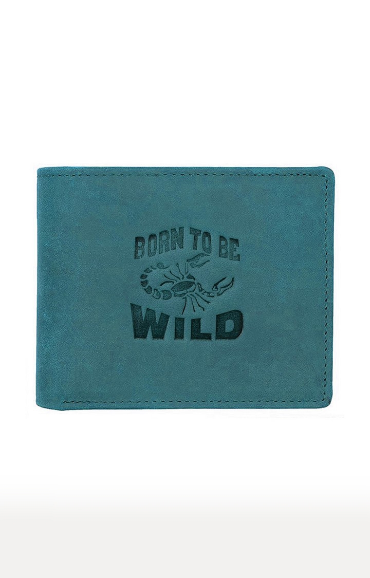 WildHorn | WildHorn RFID Protected Genuine High Quality Leather Blue Wallet for Men 0