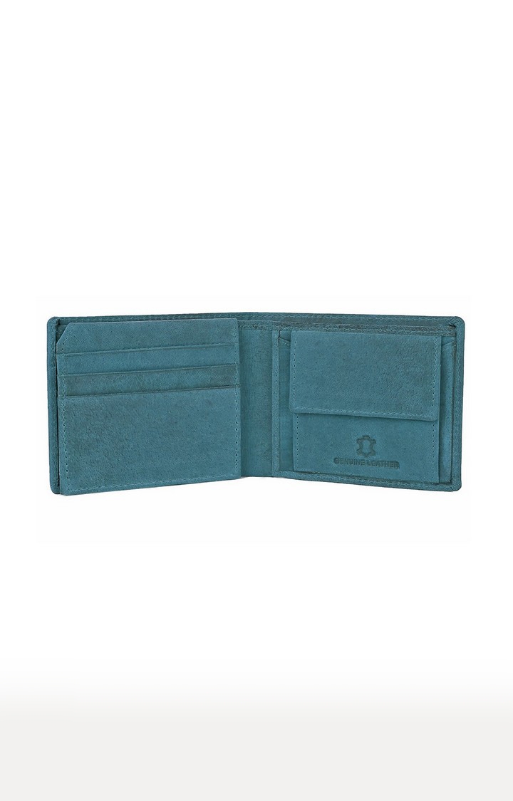 WildHorn | WildHorn RFID Protected Genuine High Quality Leather Blue Wallet for Men 2