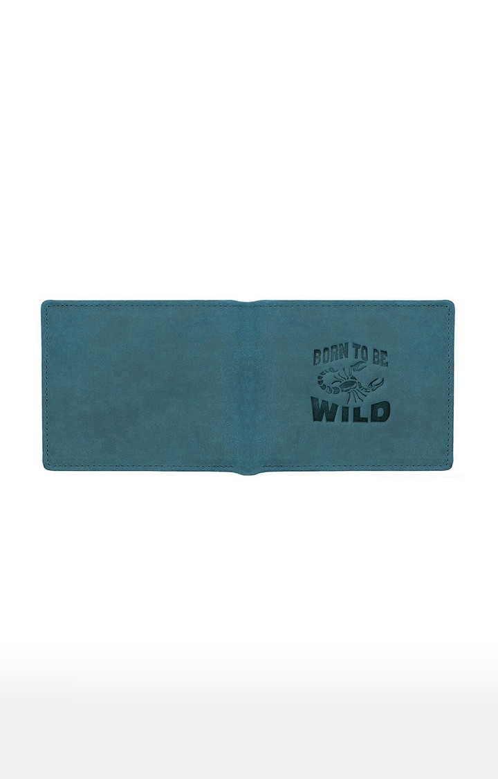 WildHorn | WildHorn RFID Protected Genuine High Quality Leather Blue Wallet for Men 3