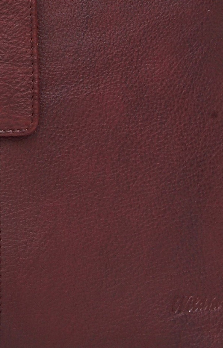 WildHorn | WildHorn Upper Grain Genuine Leather Maroon Ladies Cross-body Hand Bag with Adjustable Strap 4