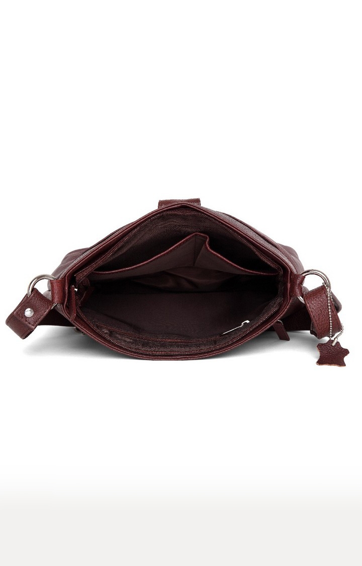 WildHorn | WildHorn Upper Grain Genuine Leather Maroon Ladies Cross-body Hand Bag with Adjustable Strap 3