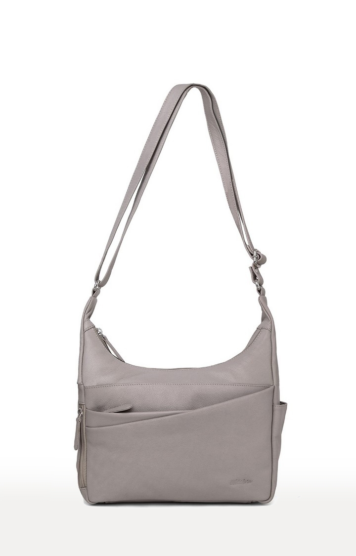 WildHorn | WildHorn Upper Grain Genuine Leather Grey Ladies Sling, Crossbody, Shoulder Bag with Adjustable Strap 0