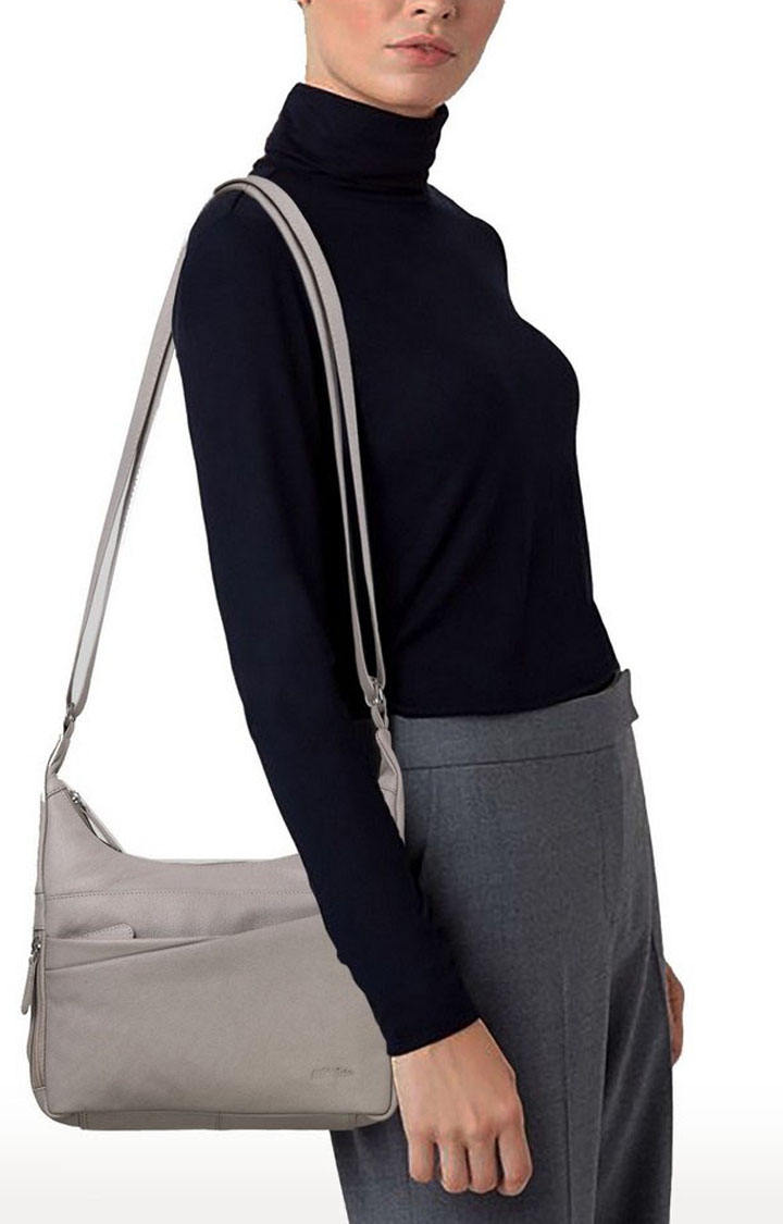 WildHorn | WildHorn Upper Grain Genuine Leather Grey Ladies Sling, Crossbody, Shoulder Bag with Adjustable Strap 5