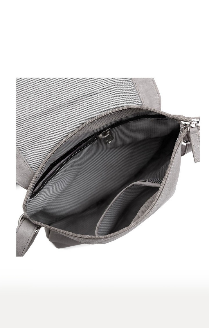 WildHorn | WildHorn Upper Grain Genuine Leather Grey Ladies Sling, Cross-body, Hand Bag with Adjustable Strap 3
