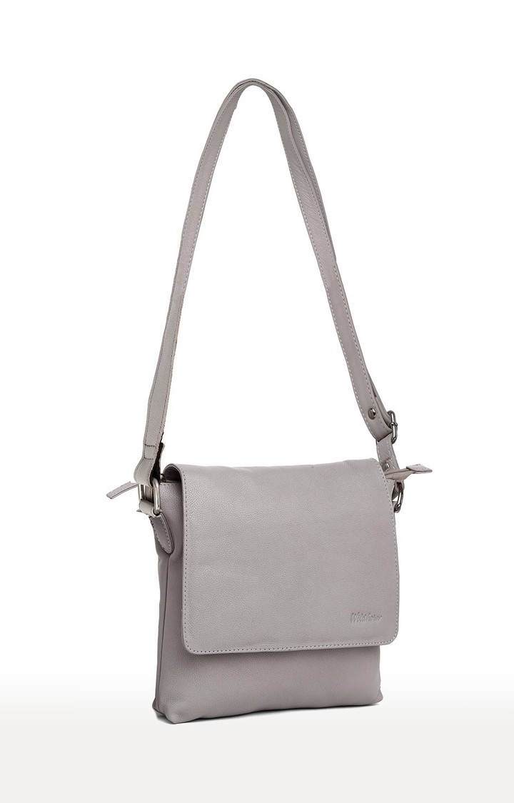 WildHorn | WildHorn Upper Grain Genuine Leather Grey Ladies Sling, Cross-body, Hand Bag with Adjustable Strap 2