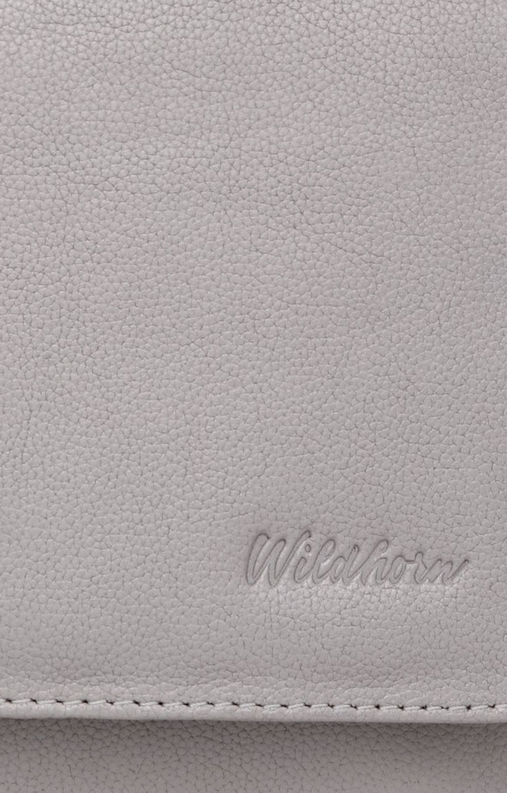 WildHorn | WildHorn Upper Grain Genuine Leather Grey Ladies Sling, Cross-body, Hand Bag with Adjustable Strap 4