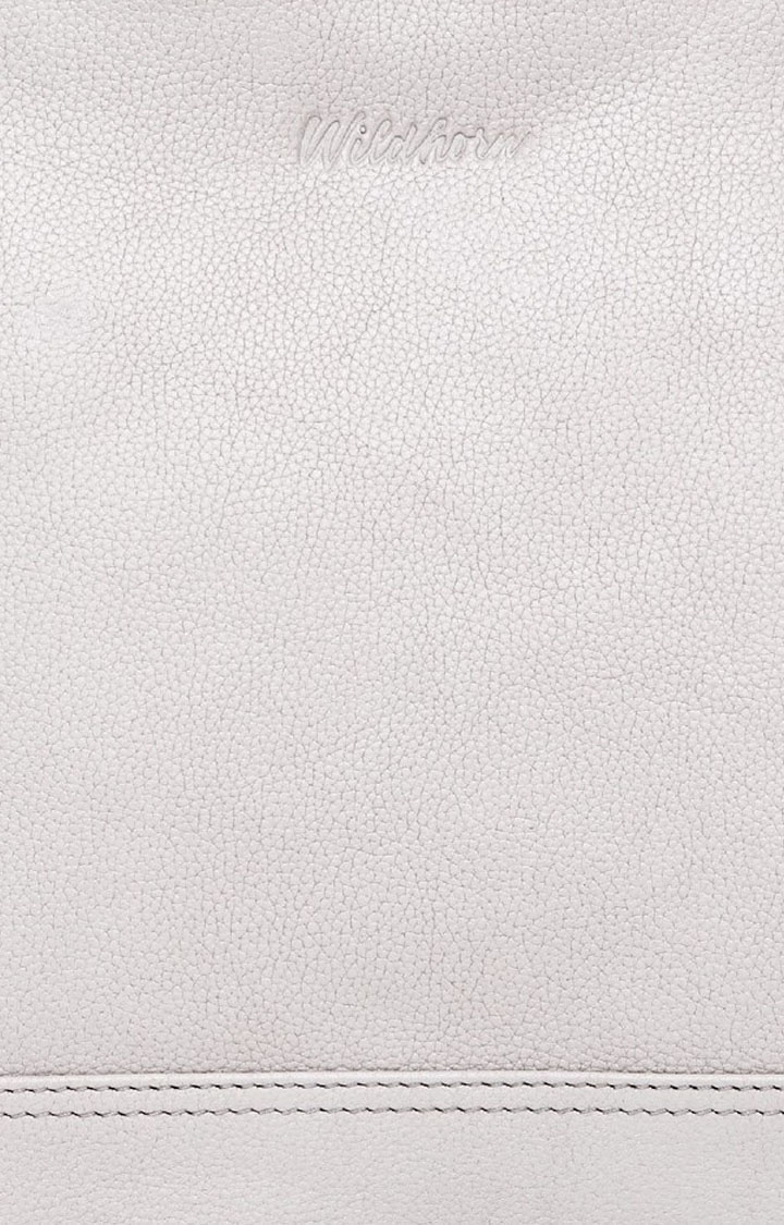 WildHorn | WildHorn Upper Grain Genuine Leather Off White Ladies Tote, Sling, Shoulder, Hand Bag with Adjustable Strap  4
