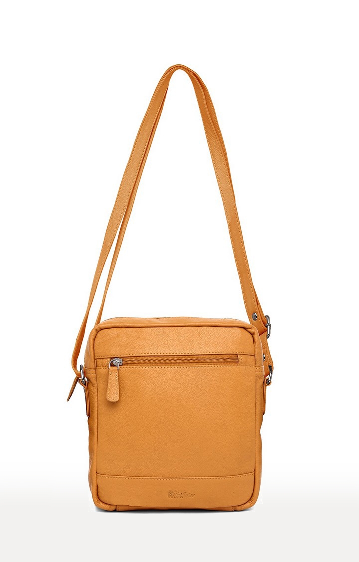 WildHorn | WildHorn Upper Grain Genuine Leather Yellow Ladies Sling, Cross-body, Hand Bag with Adjustable Strap  0