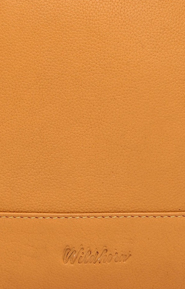 WildHorn | WildHorn Upper Grain Genuine Leather Yellow Ladies Sling, Cross-body, Hand Bag with Adjustable Strap  4