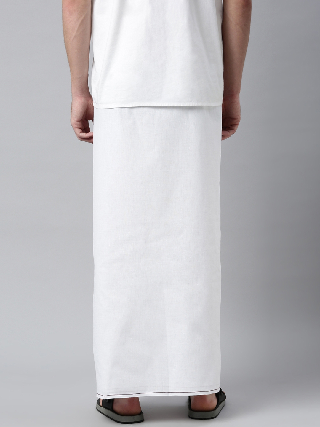 WHITE HEART | White Heart Mens 100% Cotton White Double and Small Border Dhoti - Pack of 2 3