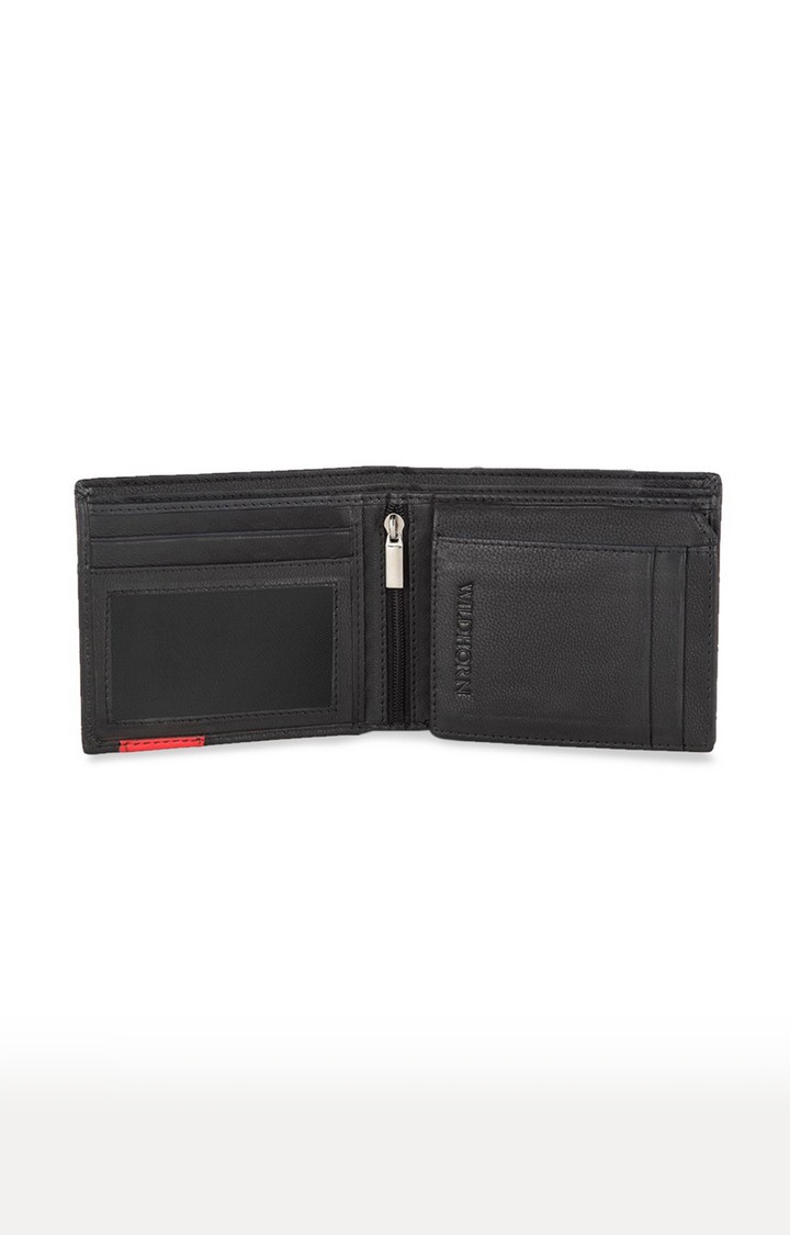 WildHorn | WildHorn RFID Protected Genuine High Quality Leather Embossed Black Wallet for Men 2