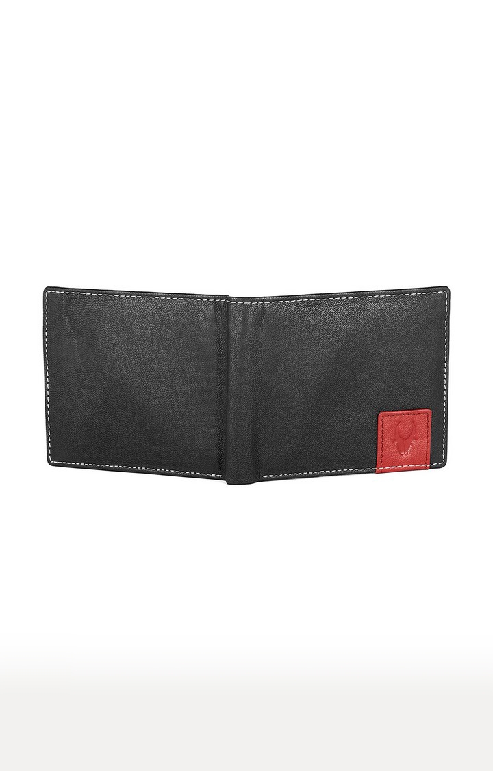 WildHorn | WildHorn RFID Protected Genuine High Quality Leather Embossed Black Wallet for Men 3