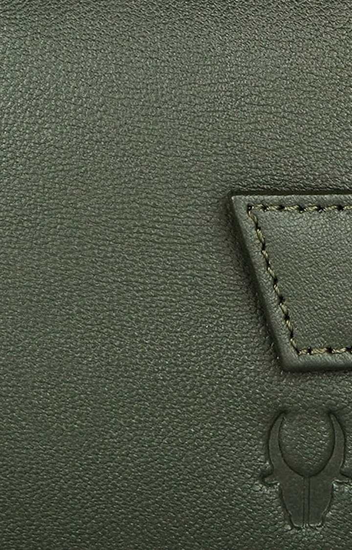 WildHorn | WildHorn RFID Protected Genuine High Quality Leather Embossed Green Wallet for Men 5