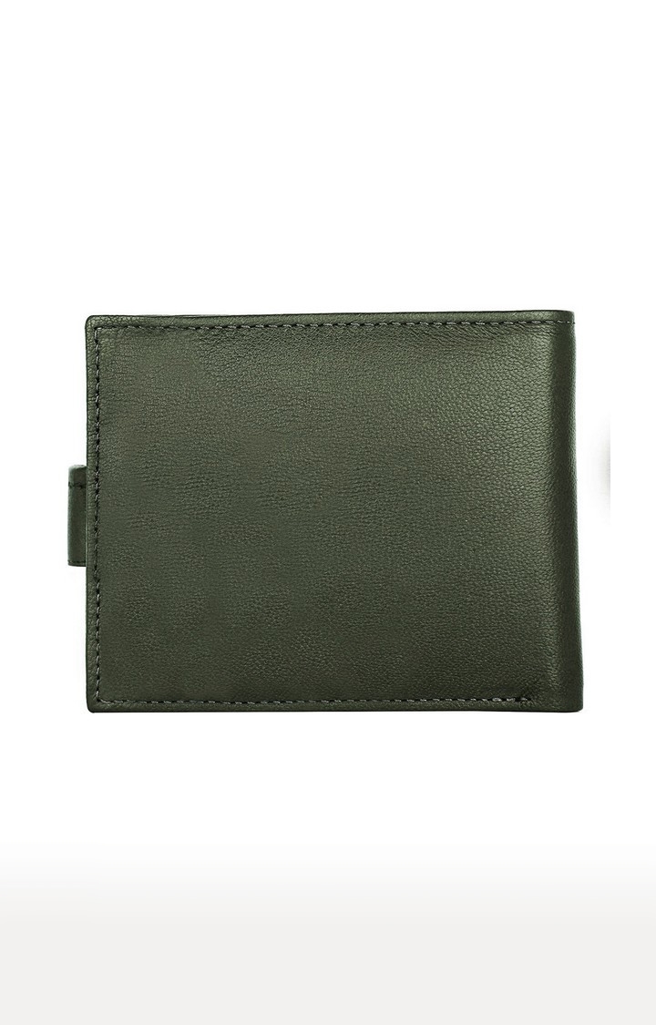 WildHorn | WildHorn RFID Protected Genuine High Quality Leather Embossed Green Wallet for Men 2