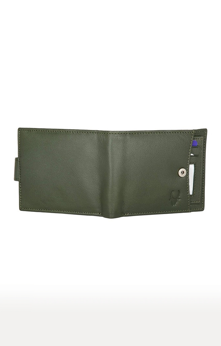 WildHorn | WildHorn RFID Protected Genuine High Quality Leather Embossed Green Wallet for Men 4