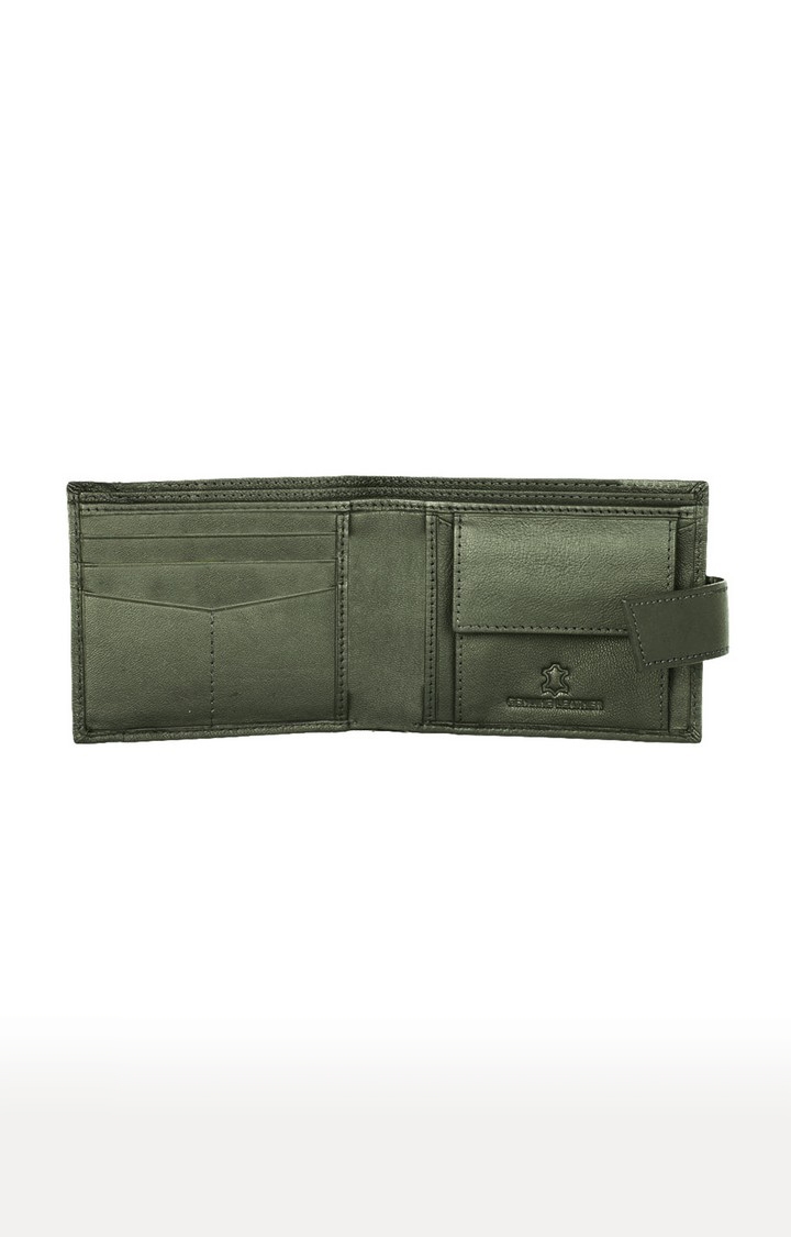 WildHorn | WildHorn RFID Protected Genuine High Quality Leather Embossed Green Wallet for Men 3