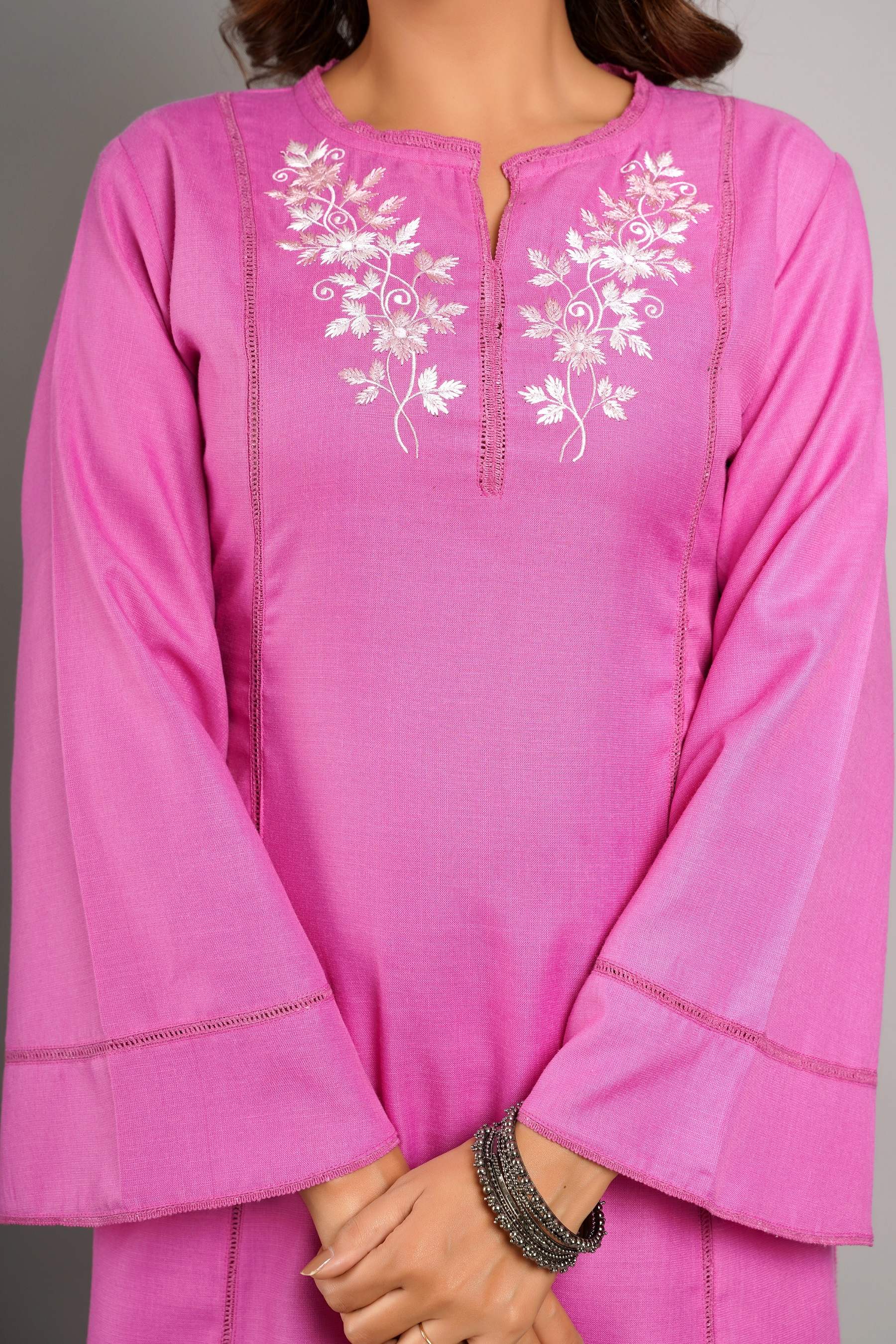 PINK EMBROIDERED  KURTA SET