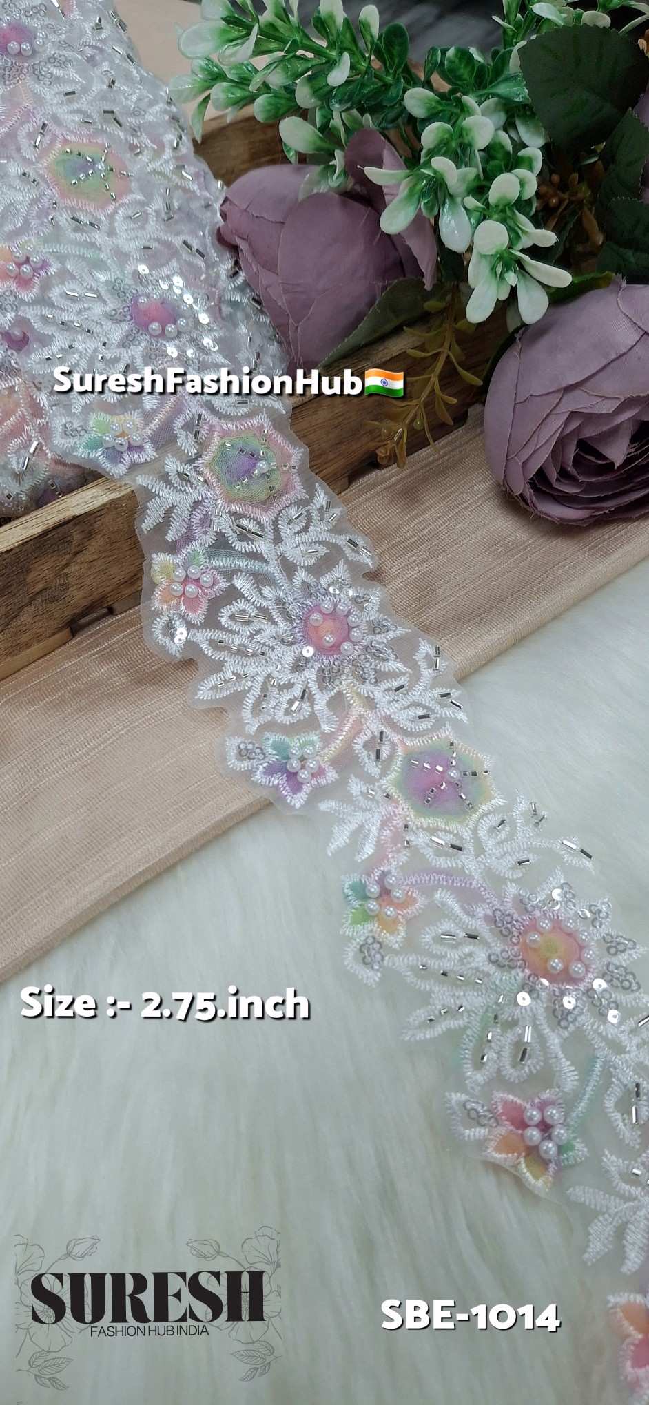 Ethereal Bloom Imported Organza Floral Lace – SBE-1014