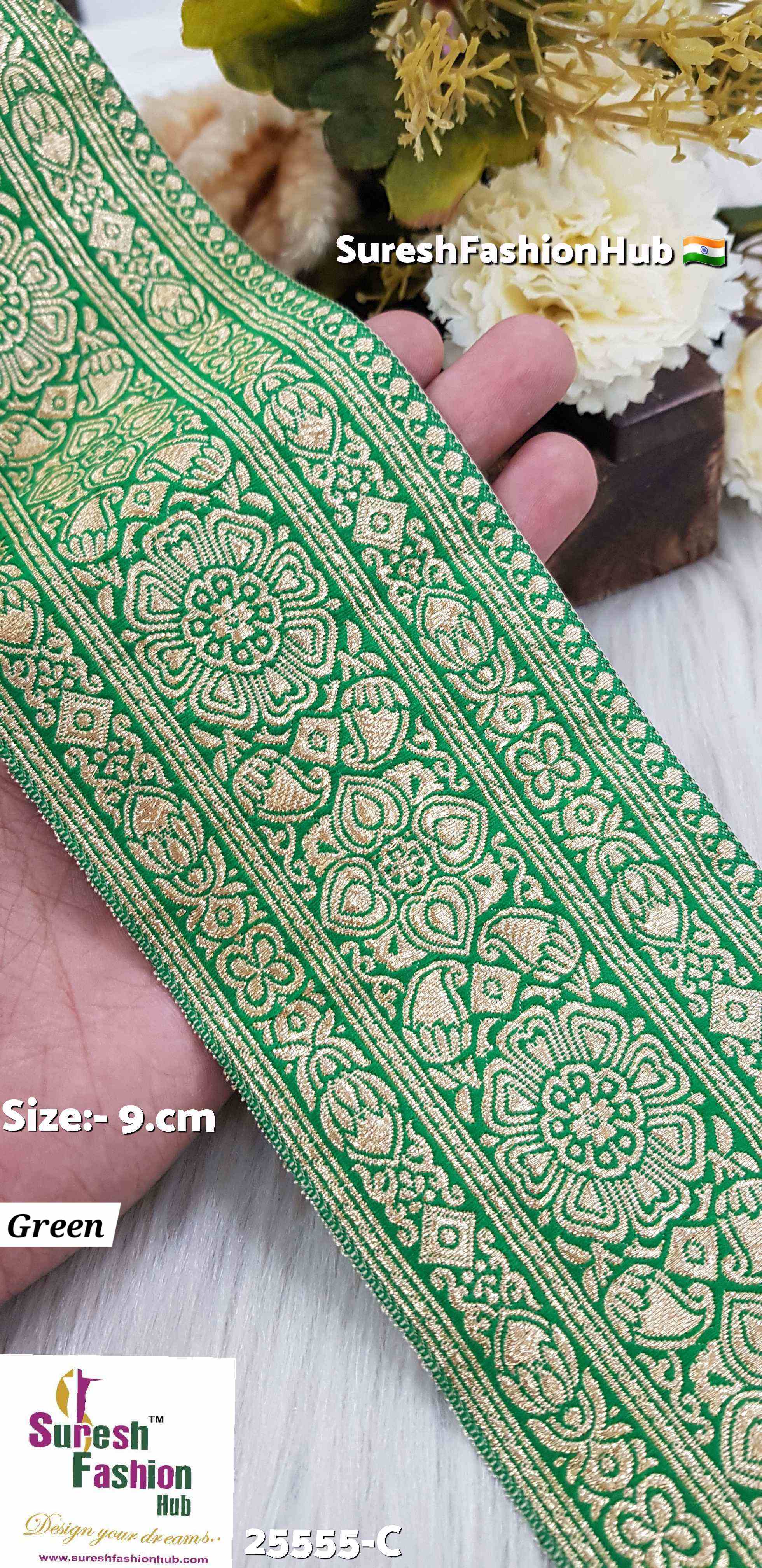  Green Golden Banarasi Lace