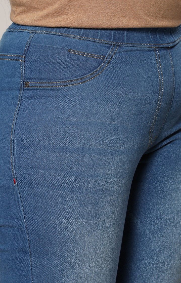 Women's Blue Solid Slim Jeans