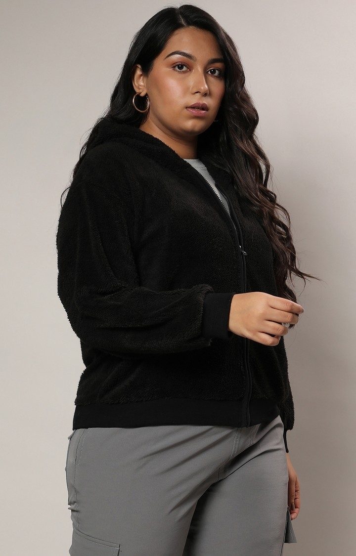 Women's Black Solid Hoodies