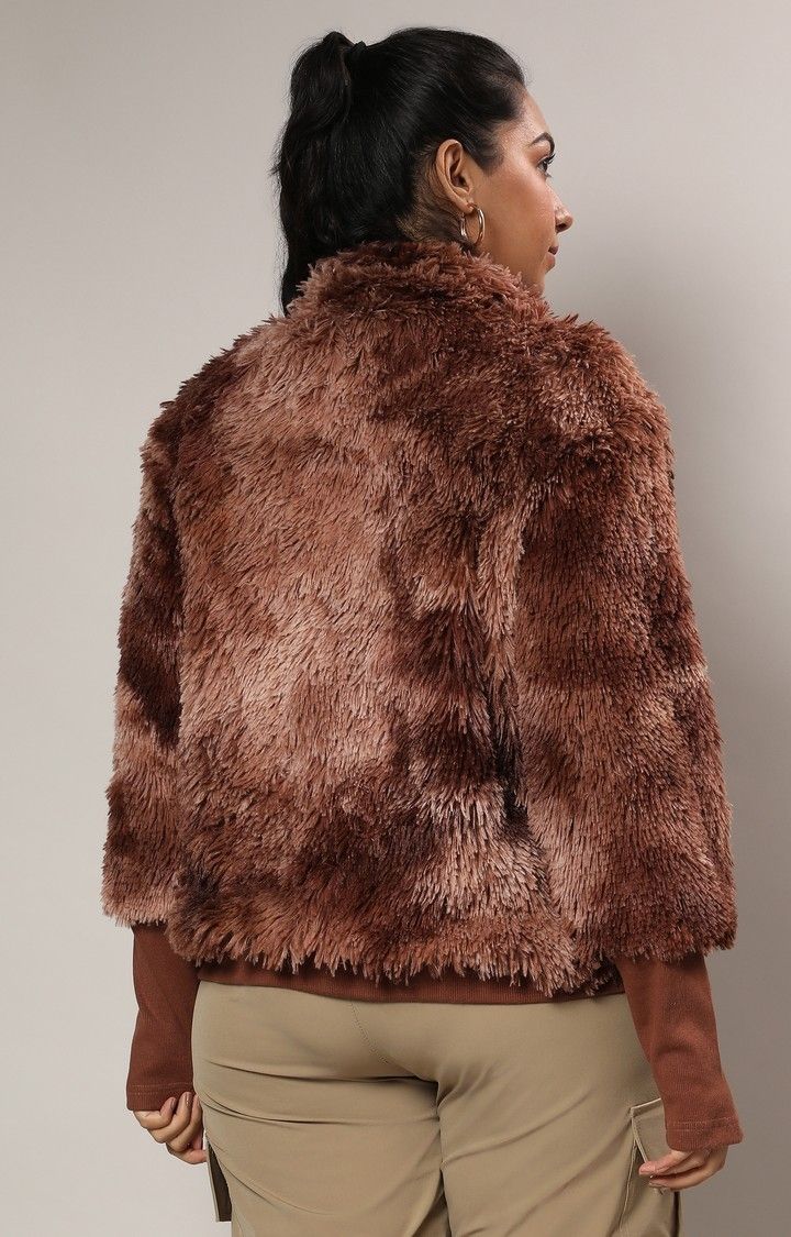 Women's Brown Textured Bomber Jackets