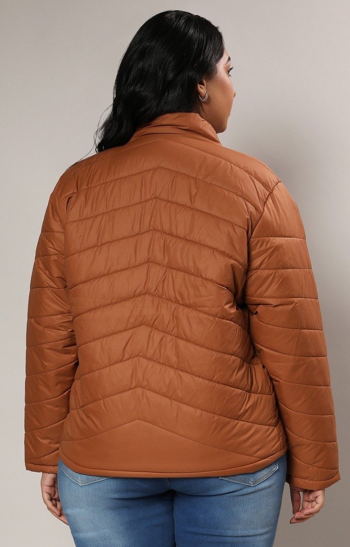 Women's Brown Solid Bomber Jackets
