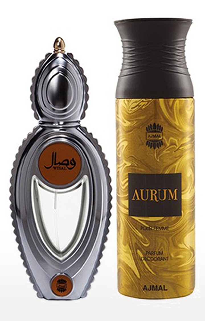 Ajmal | Ajmal Wisal EDP Musky Perfume 50ml for Women and Aurum Femme Deodorant Fruity Fragrance 200ml for WoMen 0