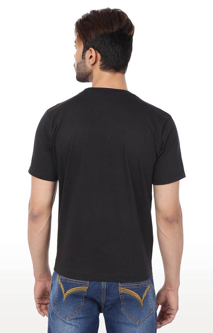 Men's Black Cotton Printed Regular T-Shirts